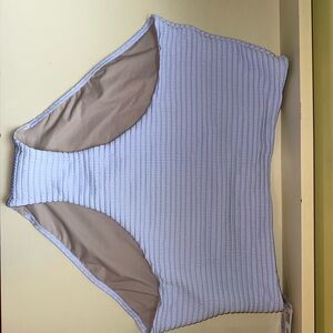 Women's Ribbed High-Waist Bikini Bottom - Light Blue